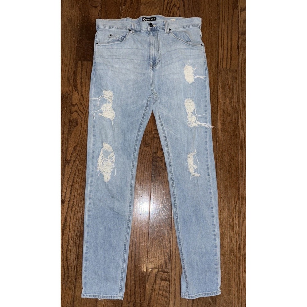 Empyre Verge Jeans 34x30 Distressed Straight Leg Blue Denim J1